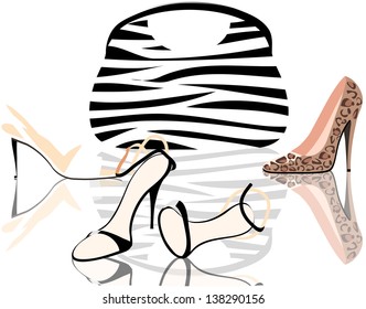 Vector illustration of a bag and shoes