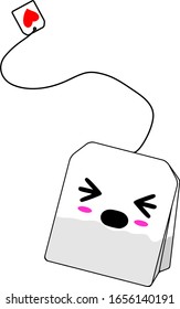 Bolsa de ilustraciones vectoriales de té con Kawaii siendo una ilustración de cara enferma
