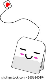 Vector Illustration Bag of Tea with Kawaii Sleep Face Illustration