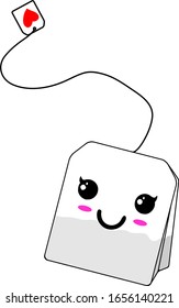 Vector Illustration Bag of Tea with Kawaii Smile Face Illustration