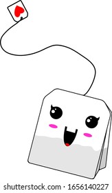 Vector Illustration Bag of Tea with Very Happy Face Illustration