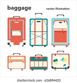 Vector illustration of baggage bags in flat design style