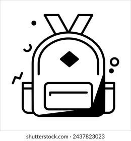 Vector Illustration Bagpack Icon, Suitable for educational content, uiux assets, social media post assets, school flyers and presentations