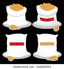 Vector illustration for bags filled with vegetable Jerusalem artichoke, storage in sacks. Artichoke pattern consisting of ripe food, raw product on open Sack. Tasty artichoke from eco sack, full bag.
