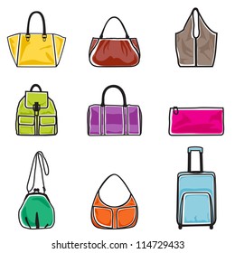 Vector illustration of bags on white background