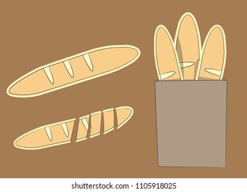 Vector and illustration of baguette.