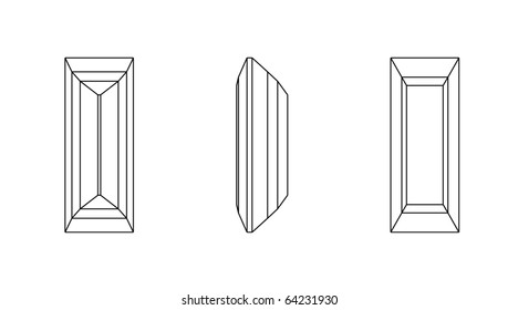 Formas de baguette de ilustraciones vectoriales de una piedra gemela sobre fondo blanco. Marco de cables