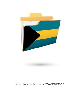 Vector illustration of Bahamas flag isolated in file folder on white background.