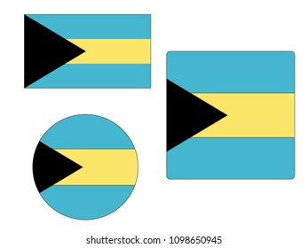 Vector illustration of Bahamas Flag Set