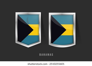 Ilustração vetorial do logotipo do rótulo BAHAMAS. Sinal de emblema BAHAMAS BAHAMAS com bandeira, modelo de banners de etiqueta de produto das Bahamas.