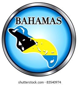 Vector Illustration for the Bahamas, Round Button.
