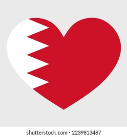 Vector illustration of the Bahrain flag with a heart shaped isolated on plain background. I love Bahrain. Happy Independence Day