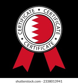 Vector illustration of Bahrain ribbon certificate on black background.