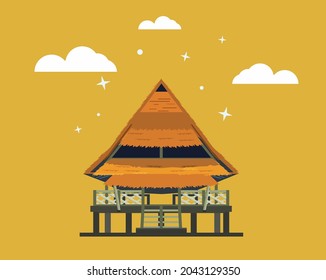 Vector illustration of Baileo house. Traditional house from Maluku Indonesia