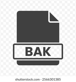 Vector illustration of BAK file in dark color and transparent background(PNG).