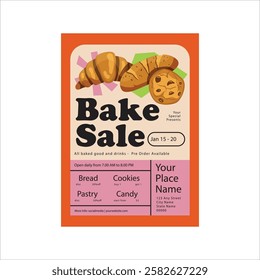 Vector illustration bake sale flyer poster template design