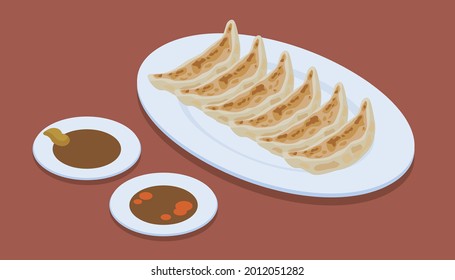 vector illustration of baked dumplings