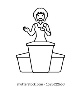 Vector illustration of baker and table symbol. Web element of baker and woman vector illustration.