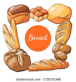 Vector illustration bakery bread and pastry elements