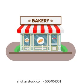 Vector illustration of bakery building in the town.