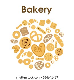 Vector illustration / bakery / circle design