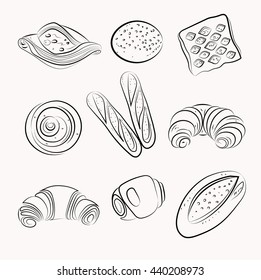 Vector illustration of bakery collection.