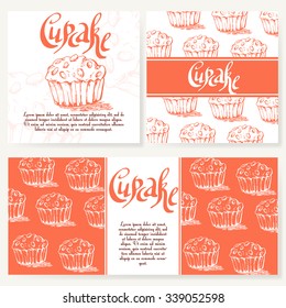 Vector illustration. Bakery design. Beautiful card with decorative typography element.  Cafe menu template with hand drawn design.