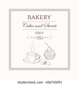 Vector illustration. Bakery design. Beautiful card with decoration