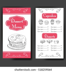 Vector illustration. Bakery design. Beautiful card with decorative typography element. Cafe menu template with hand drawn design.