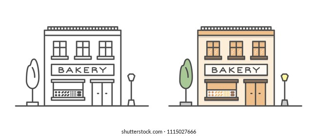 Vector illustration of bakery in flat lineart style. EPS 10.
