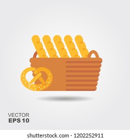 Vector illustration of bakery and pastry products on white background. Flat icon