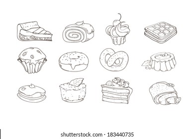 Vector illustration of bakery products isolated on white background