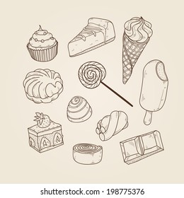 Vector illustration of bakery products isolated