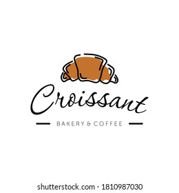 Vector illustration of a bakery shop logo icon, with home made croissant