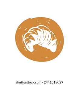 Vector illustration of a bakery shop logo icon, with home made croissant