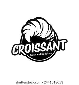 Vector illustration of a bakery shop logo icon, with home made croissant