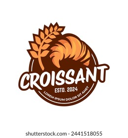 Ilustración vectorial de un icono del logotipo de una panadería, con croissant hecho en casa