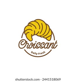 Ilustración vectorial de un icono del logotipo de una panadería, con croissant hecho en casa