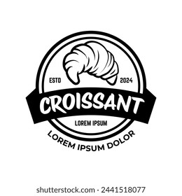 Vector illustration of a bakery shop logo icon, with home made croissant
