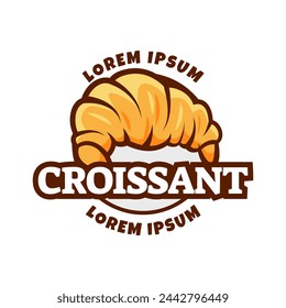 Vector illustration of a bakery shop logo icon, with home made croissant