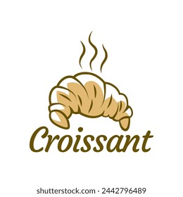 Vector illustration of a bakery shop logo icon, with home made croissant