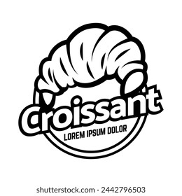 Vector illustration of a bakery shop logo icon, with home made croissant
