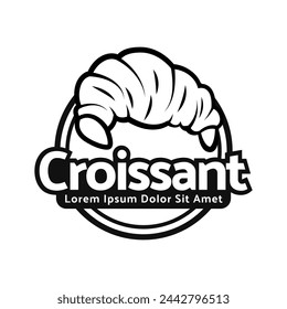 Vector illustration of a bakery shop logo icon, with home made croissant