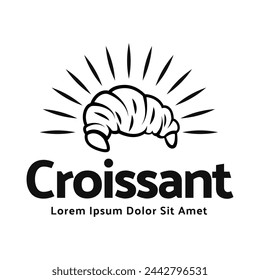 Vector illustration of a bakery shop logo icon, with home made croissant