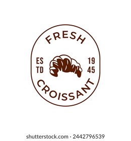 Vector illustration of a bakery shop logo icon, with home made croissant