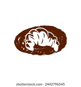 Vector illustration of a bakery shop logo icon, with home made croissant