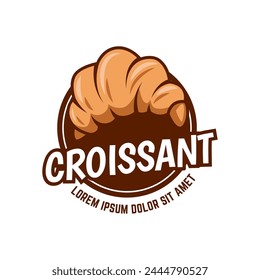 Vector illustration of a bakery shop logo icon, with home made croissant