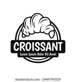 Vector illustration of a bakery shop logo icon, with home made croissant