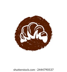 Vector illustration of a bakery shop logo icon, with home made croissant
