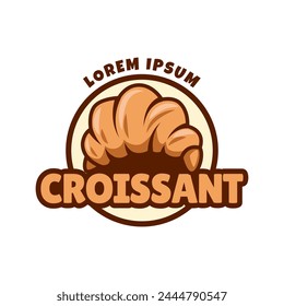 Vektorillustration eines Bäckerei-Shop-Logo-Icons, mit hausgemachtem Croissant